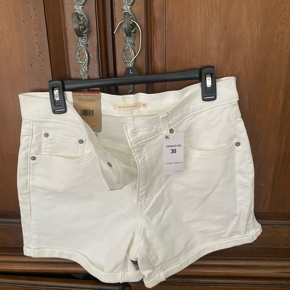 Women's White Denim Shorts - Classic High-Rise